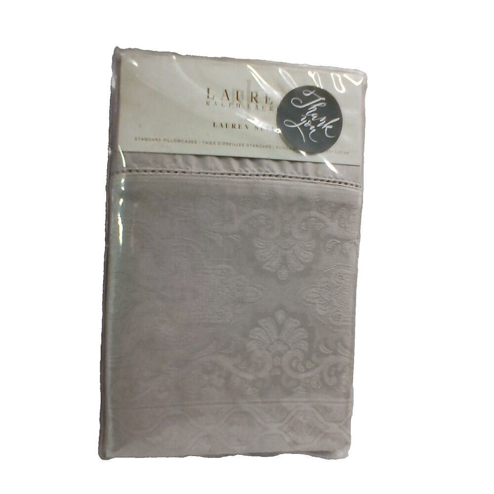 Lauren by Ralph Lauren Pillowcases Set of 2 Jacquared Medal Mink New in Package